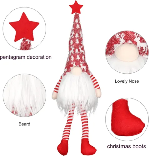 Vista 3 de Adorno para Árbol de Navidad con Luces, Adorno para Árbol de Navidad con Diseño de Gnomos Iluminado, Adornos para Árbol de Navidad de Gnomos de 24