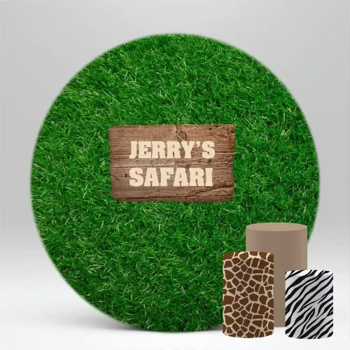 Vista 4 de Cubierta de pedestal para Safari Fiesta de Cumpleaños Recién Nacido Baby Shower Decoración Plinto Cubierta de Cilindro Caqui Puro Accesorios NO-234