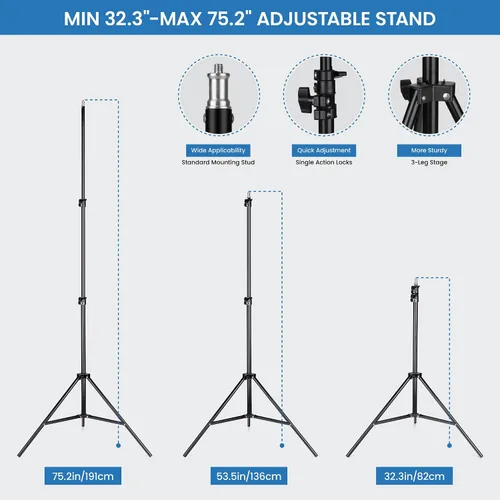 Vista 4 de Softbox Kit de iluminación para fotografía, kit de iluminación Softbox de 30 x 30 pulgadas, 2 bombillas LED E27 Socket 5400K, luz de estudio