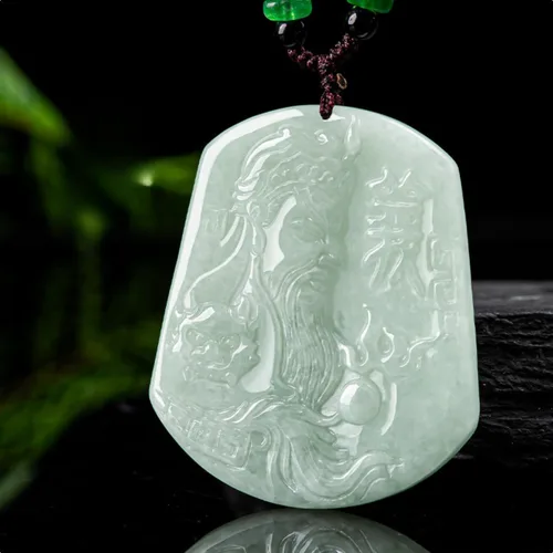 Vista 5 de 2.00 pulgadas autenticación natural hecho a mano jadeíta dios marcial Guan Yu Jade colgante hombres y mujeres Guan Yunchang collar Fengshui Jade