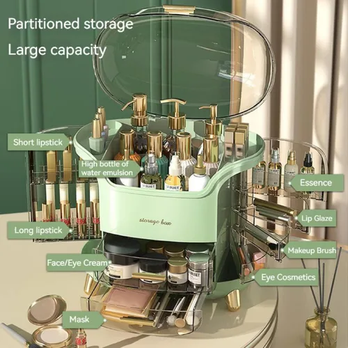 Vista 4 de Omeily Organizador de Maquillaje Grande Mejorado Organizador de Tocador de Encimera Organizador de Cosméticos Caja de Almacenamiento de Maquillaje