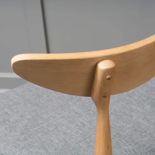 Vista 6 de GDFStudio Christopher Knight Home Barron - Sillas de comedor de tela con acabado de roble, juego de 2 piezas, gris y roble