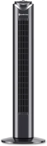 Vista 7 de Comfort Zone - Ventilador de torre para dormitorio, de 32 pulgadas, 3 velocidades, oscilación de 90°, ventilador sin aspas para interior, con asa