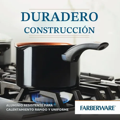 Vista 3 de Farberware Glide - Sartén antiadherente de cerámica de cobre, 3 cuartos de galón
