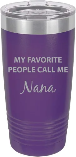 Vista 3 de My Favorite People Call Me Nana - Vaso aislado de acero inoxidable con grabado, 20 onzas, taza para café de viaje, color verde azulado