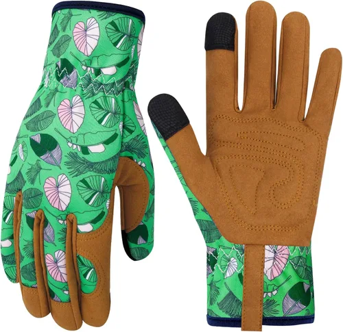 Vista 8 de Guantes de Jardinería de Cuero MERTURN para Mujeres, Guantes de Jardín a Prueba de Espinas, Guantes de Trabajo Compatibles con Pantalla Táctil