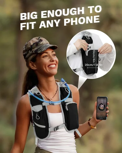 Vista 5 de Chaleco de correr para mujeres y hombres, mochila de hidratación para correr, chaleco para corredores, chaleco de hidratación, con soporte frontal