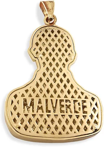 Vista 2 de Colgante de oro amarillo macizo de 10k Jesús Malverde Sinaloa Narco Saint, Oro amarillo