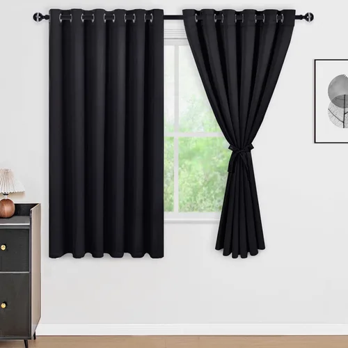 Vista 50 de DWCN - Cortinas 100% opacas para dormitorio con forro negro, cortinas de ventana de doble capa con aislamiento térmico que oscurecen toda la Azul