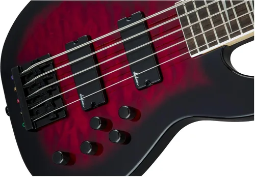 Vista 7 de Jackson JS Series - Bajo de concierto de 5 cuerdas JS3VQ, explosión roja transparente, diapasón de amaranto