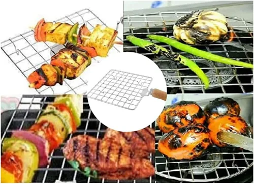 Vista 7 de Red de asado cuadrada de acero inoxidable Parrilla Roti Jali Chapathi Parrilla - 1 unidad