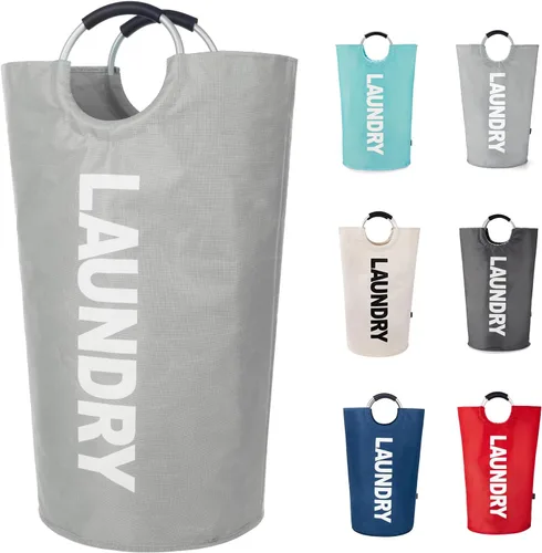 Vista 22 de Twira Cesta de lavandería grande de 90 litros, cesta de lavandería que se mantiene bien, bolsa de lavandería con asas acolchadas, contenedor de ropa