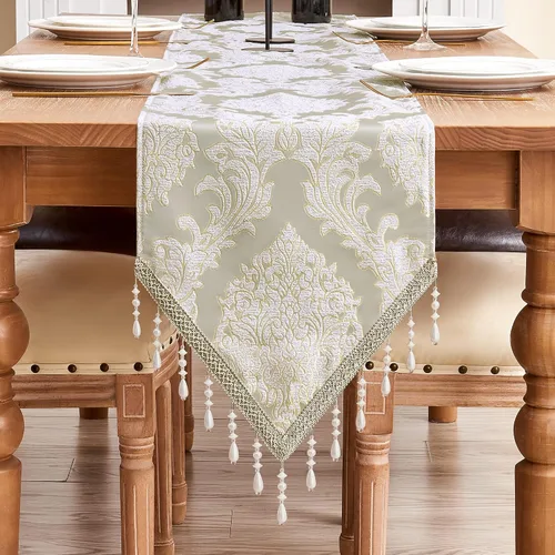 Vista 14 de Loom and Mill Juego de 4 Manteles Individuales de Damasco de Lujo, Manteles Individuales de Mesa Jacquard Beige Antideslizantes para Hogar Cocina