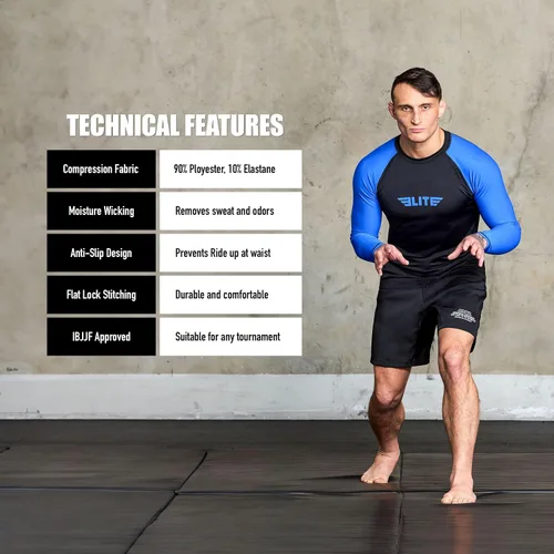 Vista 5 de Elite Sports MMA, BJJJ, No-Gi, protección de entrenamiento de manga corta