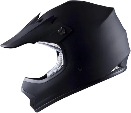 Vista 3 de WOW Casco de motocross juvenil MX BMX, casco de bicicleta negro araña + gafas + guante negro esqueleto K-Negro mate