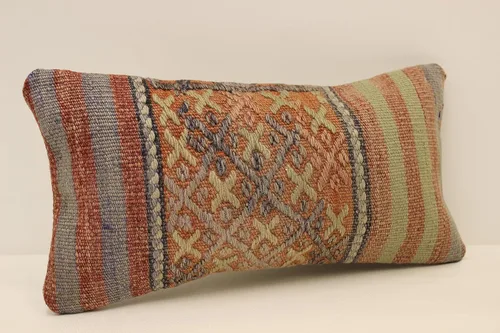 Vista 2 de Lumbar Cushion Cover, 8x16 in, 20X40 cm, Sofa Pillow, Turkish Kilim Cushion, Throw Pillow Cover, Decorative Boho Pillow