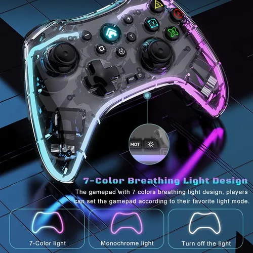 Vista 4 de arVin Mobile Game Controller for iPhoneiPadiOSAndroidTabletPCPS5PS4PS3Switch Transparent Bluetooth Gaming Gamepad Joystick with Phone HolderBack