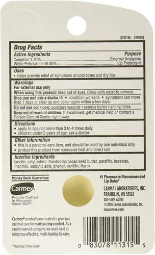 Vista 2 de Carmex Bálsamo labial clásico medicado, 0.25 oz (paquete de 2)