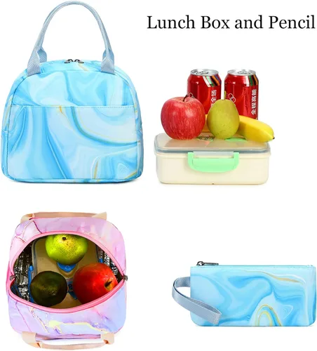 Vista 54 de LOIDOU Mochila para adolescentes y niñas, mochila escolar con lonchera y estuche para lápices, juego de bolsas escolares 3 en 1