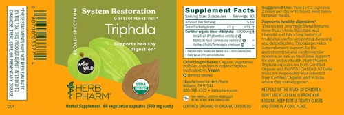 Vista 16 de Herb Pharm Cápsulas Triphala: USDA Organic Cleansing & Desintoxication Support & Digestive Health Support with Amla, Haritaki & Bibhitaki