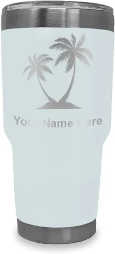 Vista 13 de LaserGram Vaso aislado al vacío de 20 onzas, palmeras, grabado personalizado incluido (negro)