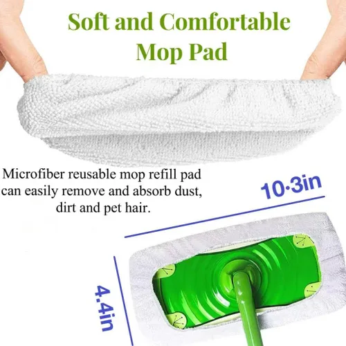 Vista 2 de Paquete de 4 almohadillas de repuesto reutilizables para trapeador Swiffer Sweeper, fuerte poder de absorción, almohadillas de repuesto de mopa