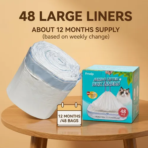 Vista 6 de Paquete de 48 bolsas de arena para gatos súper jumbo, extragruesas de 0.1 fl oz, a prueba de fugas, 46 x 18 pulgadas, forro de arena para gatos