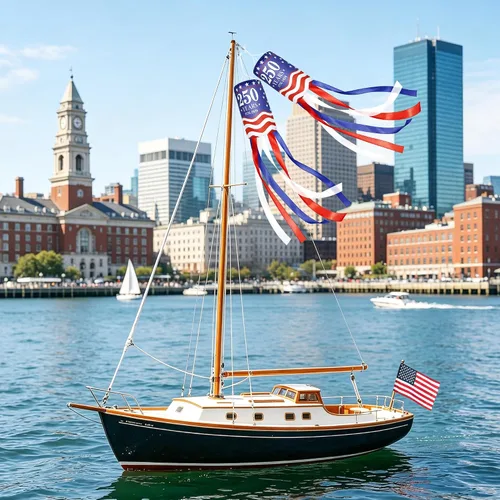 Vista 6 de 2Pcs 250 Years American Windsocks Decorations, Double Sided Red White Blue 250th Anniversary 1776-2026 WindSock for 4th July Memorial Day Patriotic