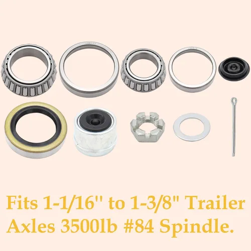 Vista 5 de Kit de cojinete de eje de remolque de barco L68149 L44649 con cubiertas antipolvo de remolque de 1.98 pulgadas, sellos de grasa de 171255TB, tuercas