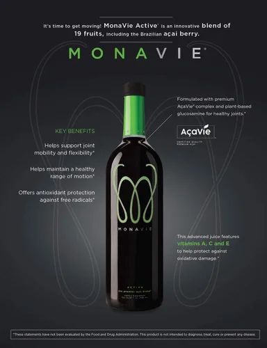 Vista 3 de MonaVie Active Açaí - Mezcla de frutas sabor a bayas, botellas de 25.3 onzas líquidas, paquete de 4
