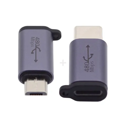 Vista 8 de chenyang Paquete de 2 USB 2.0 USB C/Micro USB macho a 8P hembra 480Mbps transferencia de datos 12W 5V 2.4A adaptador convertidor de carga