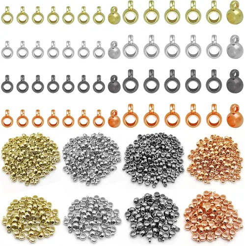 Vista 14 de 1000 cuentas espaciadoras redondas planas para manualidades, cuentas de disco de 5 colores para hacer joyas, pulseras, collares, aretes y 1000pcs; 5