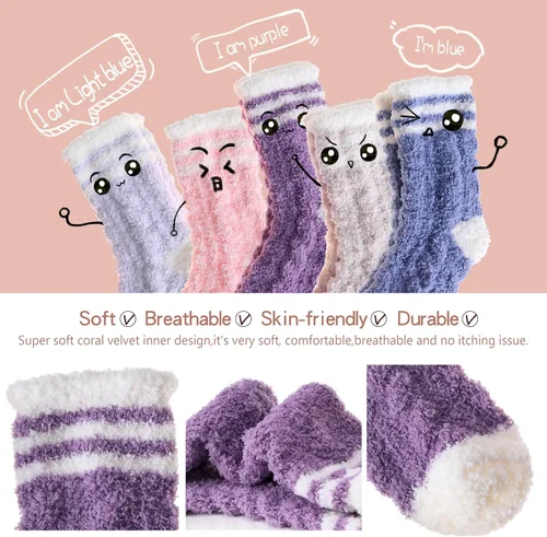 Vista 5 de EBMORE Womens Fuzzy Socks Slipper Fluffy Cozy Comfy Cabin Plush Warm Winter Sleep Home Soft Socks
