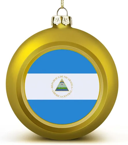 Vista 16 de Adornos de bolas de Navidad con bandera de Corea del Sur para Navidad, bolas de Navidad de estilo dorado para decorar 1 unidad