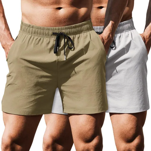 Vista 12 de COOFANDY Pantalones cortos deportivos para correr para hombre de 5 pulgadas, paquete de 2 pantalones cortos de entrenamiento para gimnasio