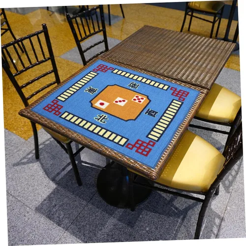 Vista 7 de Funda para Mahjong Mat 1pc Azul Cuadrado Mesa Mat Antideslizante para Juegos de Poker