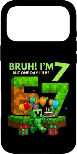 Vista 22 de Bruh I'm 7 But One-Day I'll Be 67 Retro 7th Birthday Kids Case for iPhone 17