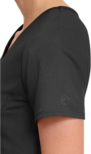 Vista 4 de Healing Hands - Camiseta médica con cuello en V para mujer, suave, elástica Negro