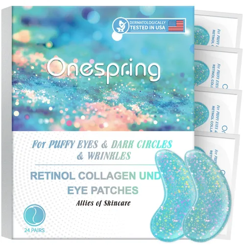 Vista 21 de Onespring Almohadillas de gel para ojos (24 pares) – Parches debajo de los ojos para ojos hinchados, arrugas, ojeras, geles de colágeno natural