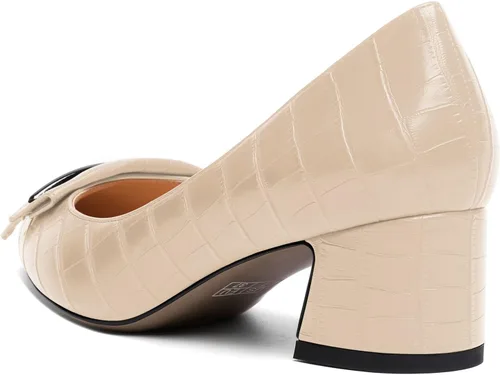 Vista 5 de YODEKS Zapatos de tacón grueso para mujer, tacón de bloque bajo, punta puntiaguda, zapatos de tacón para el trabajo, casual, vida diaria, fiesta