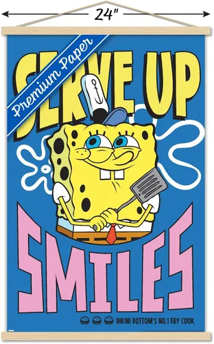 Vista 3 de Trends International Nickelodeon Bob Esponja - Póster de pared Serve Up Smiles, 22.37 x 34.00 pulgadas, paquete de impresión premium y colgador