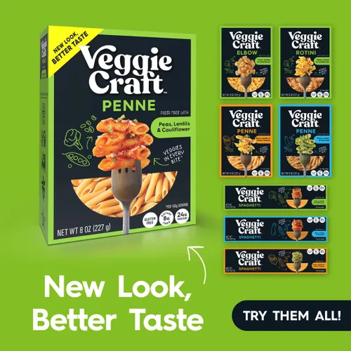 Vista 5 de Veggiecraft Farms Penne Pasta - Pasta baja en carbohidratos, alta en proteínas, hecha con coliflor, lentejas y guisantes, sin gluten, fideos
