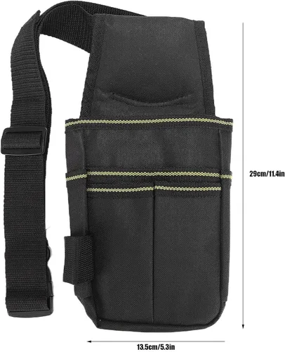 Vista 7 de Cyrank Bolsa de herramientas de tela Oxford, mini organizador con clip para cinturón, bolsa multifuncional portátil para cinturón para electricista
