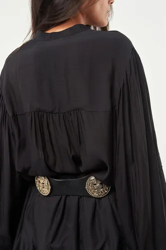 Vista 3 de Blusa de manga larga con botones para mujer