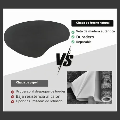 Vista 3 de Hyfirm Juego de mesa de centro anidable irregular negra con patas de madera estriada