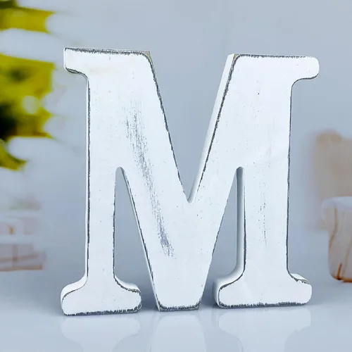 Vista 21 de Letras rústicas de madera blanca de 6 pulgadas, letras de madera sin terminar para decoración de pared, letras blancas retro de pie, decoración