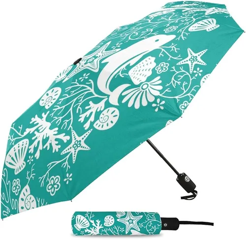Vista 2 de DHDM Umbrella Automatic Beach Umbrella Outdoor Adults Printed Rain Umbrella for Men Kids Parasol