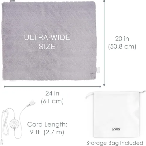 Vista 7 de Pure Enrichment PureRadiance - Almohadilla térmica de lujo ultra ancha, diseño patentado, piel sintética suave, Micromink, 6 ajustes de calor