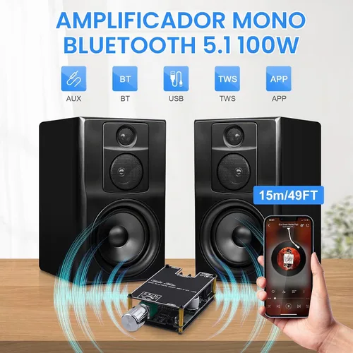 Vista 2 de ZK-1001B Amplificador Bluetooth 100W Mono AMP Mini Módulo de Amplificador de Audio de Potencia con Función de Emparejamiento de Caja TWS, Entrada