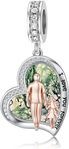 Vista 179 de PROESS Dije para padre, madre e hija, pulsera de plata de ley para pulseras, regalos de cumpleaños, día de San Valentín, para hija, madre, amante